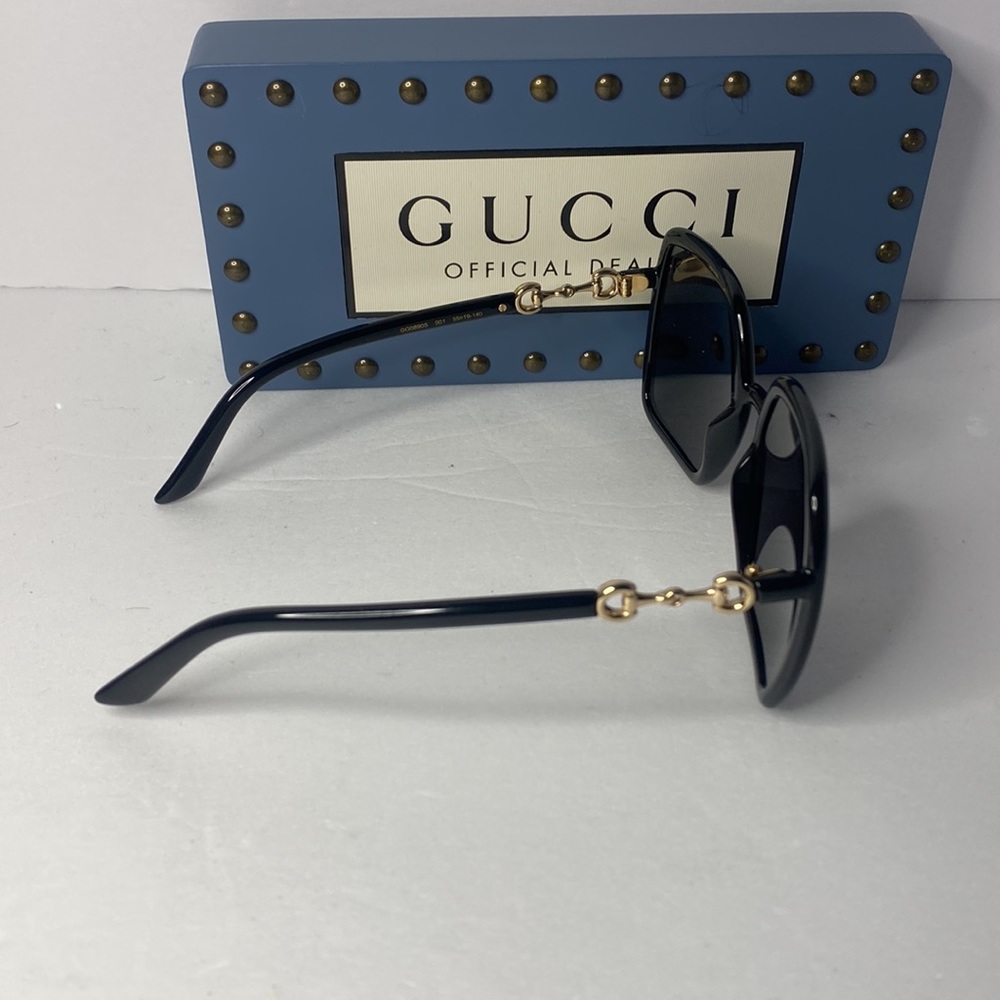 New 💯 Authentic Gucci Black Grey Square Ladies Gg0890s 001 55 Sunglasses - Picture 11 of 16